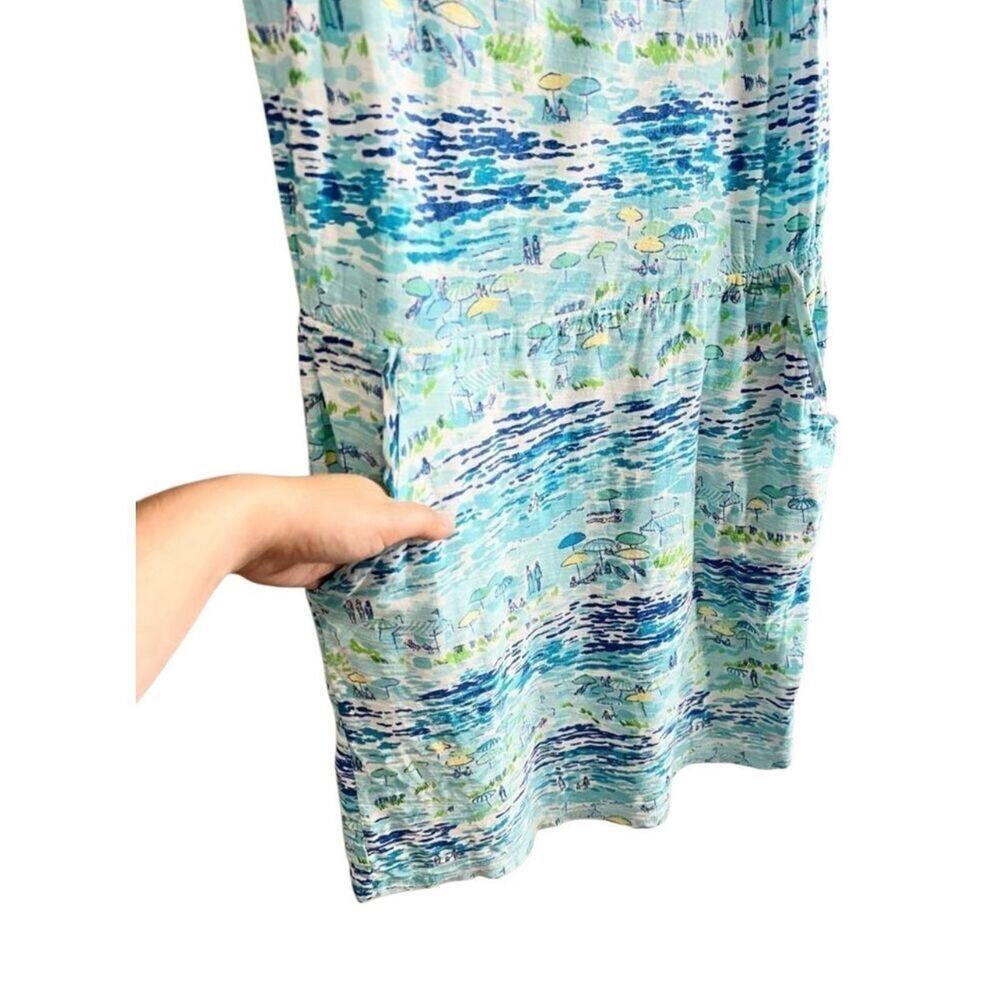 Lilly Pulitzer Dress Size XS Blue Sleeveless High Tide Toile Beach Print - Picture 6 of 8